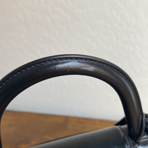 SOLD Balenciaga Hourglass Matte Black Small Shiny Leather Top Handle Bag - Picture 5 of 17